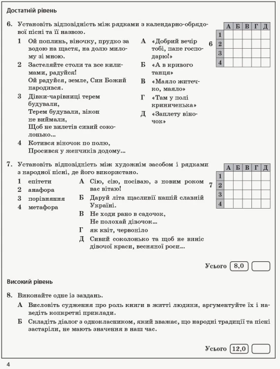 Українська література. 6 клас: універсальний комплект: контроль навчальних досягнень