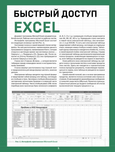 Быстрый доступ. Excel: таблицы, формулы, секреты. Шпаргалка-буклет для начинающих (215х285 мм, 6 полос компактного буклета в европодвесе)